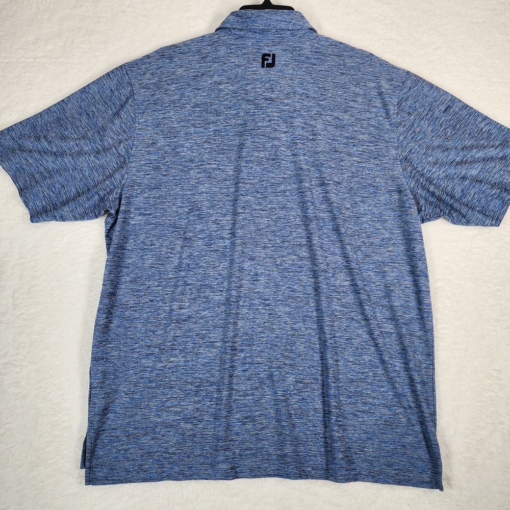 FootJoy Polo Shirt Mens XXL Blue Heathered Golf Performance FJ Logo Short Sleeve - Picture 3 of 12